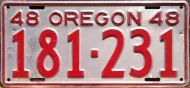 OREGON 1948 LICENSE PLATE