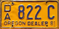 OREGON 1981 DEALER LICENSE PLATE