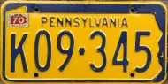 PENNSYLVANIA 1970 LICENSE PLATE