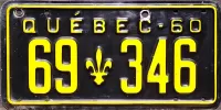 QUEBEC 1960 LICENSE PLATE