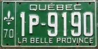 QUEBEC 1970 LICENSE PLATE