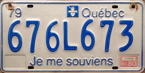 QUEBEC 1980 LICENSE PLATE