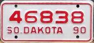 SOUTH DAKOTA 1990 MOTORCYCLE LICENSE PLATE
