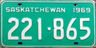 SASKATCHEWAN 1969 LICENSE PLATE