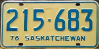 SASKATCHEWAN 1976 LICENSE PLATE