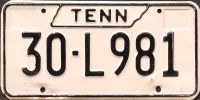 TENNESSEE 1971 LICENSE PLATE
