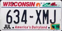 WISCONSIN 2019 LICENSE PLATE - A