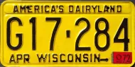 WISCONSIN 1972 LICENSE PLATE