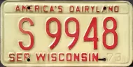 WISCONSIN 1973 LICENSE PLATE