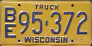 WISCONSIN 1988 TRUCK LICENSE PLATE 