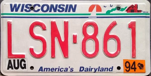 WISCONSIN 1994 LICENSE PLATE