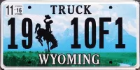 WYOMING 2016 TRUCK LICENSE PLATE