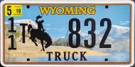 WYOMING 2018 TRUCK LICENSE PLATE