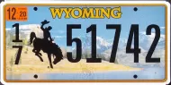 WYOMING 2020 LICENSE PLATE - A