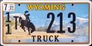 WYOMING 2021 TRUCK LICENSE PLATE - A