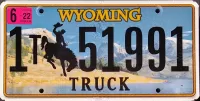 WYOMING 2022 TRUCK LICENSE PLATE